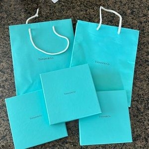 3 Tiffany & Co gift boxes and 2 gift bags